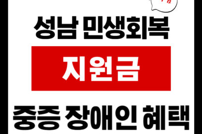 성남 민생회복지원금, 중증 장애인 혜택 A to Z
