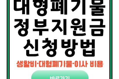 생활비·대형폐기물·이사 비용 한 번에 줄이는 정부지원금 신청방법