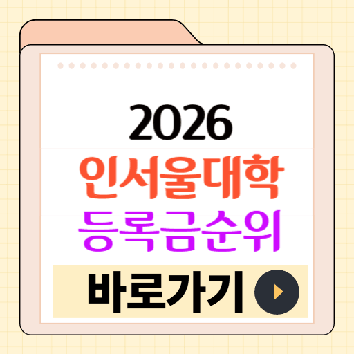 2026 인서울대학 등록금순위